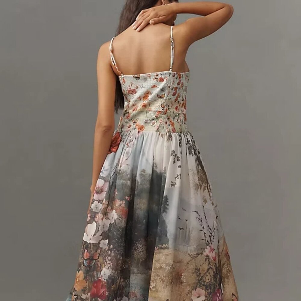 New Anthropologie The Muse Basque-Waist Midi Dress NWT - Picture 5 of 12